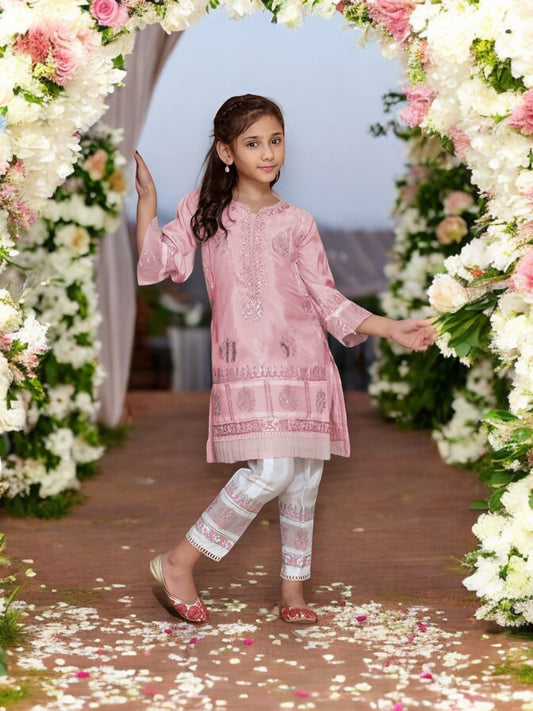 Traditional Georgette Salwar Kameez For Girls, Cultural Wear for Kids, 01 - Saree Ghor Charlotte