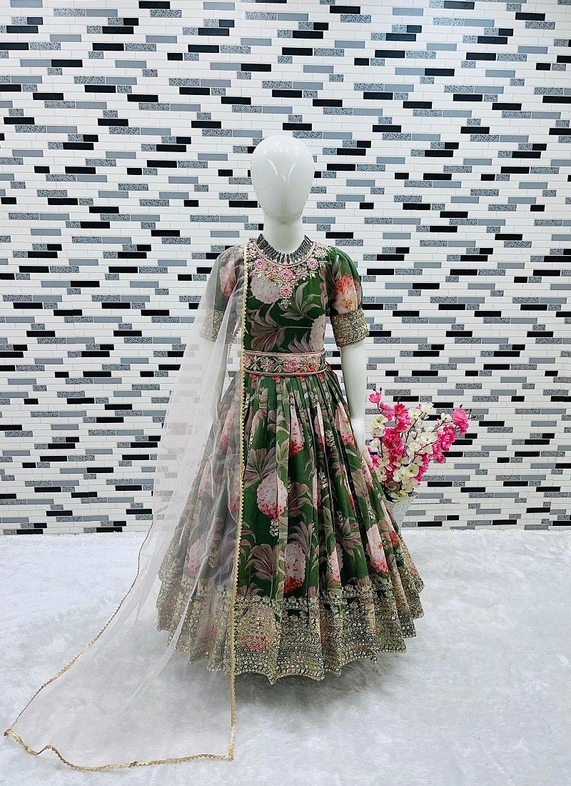 Heavy Faux Georgette Printed Girl's Gown With Dupatta - Traditional Wear - Saree Ghor Charlotte