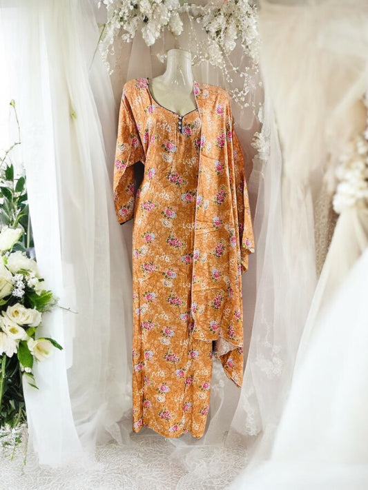 Traditional BD Linen Maxi with Matching Dupatta – Cultural Wear for Women, 113 - Saree Ghor Charlotte