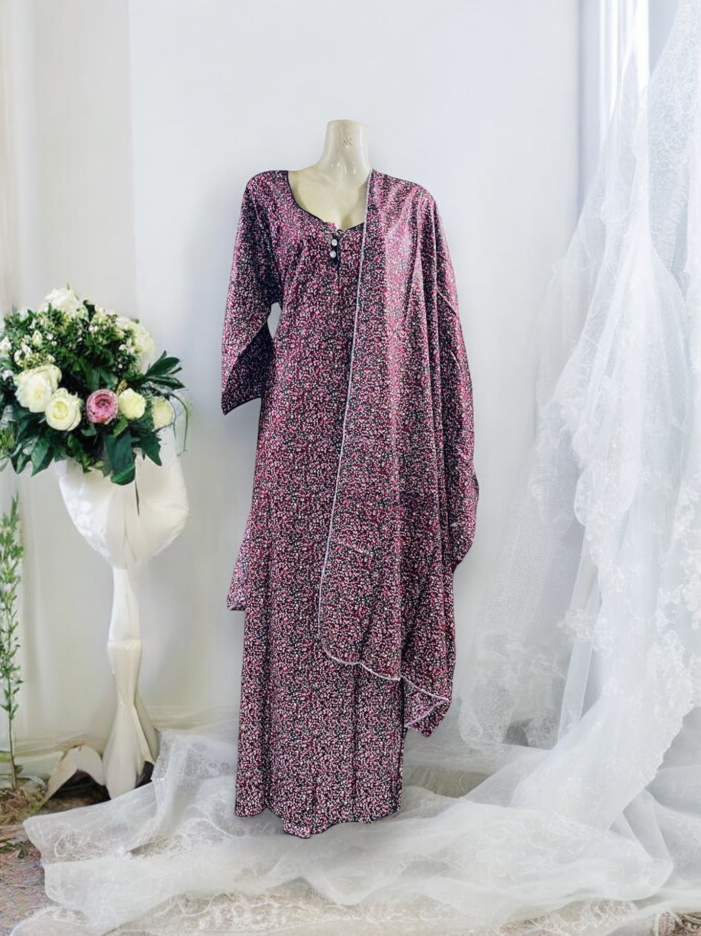 Traditional BD Linen Maxi with Matching Dupatta – Ethnic Wear for Women - 124 - Saree Ghor Charlotte