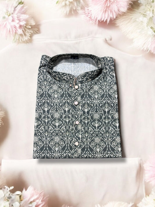 Traditional Men's Bottle Green Color Cotton Kurta, Cultural Wear, 6602 - Saree Ghor Charlotte