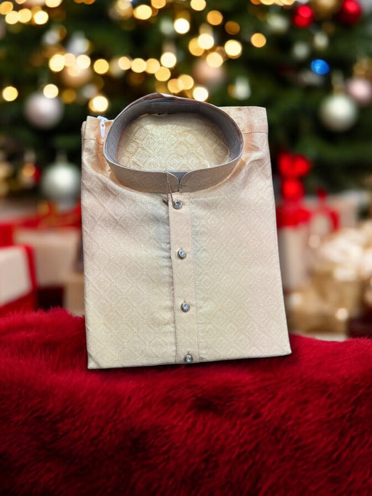 Traditional Men's Gold Color Silk Kurta, Cultural Wear for Mens, 6440 - Saree Ghor Charlotte