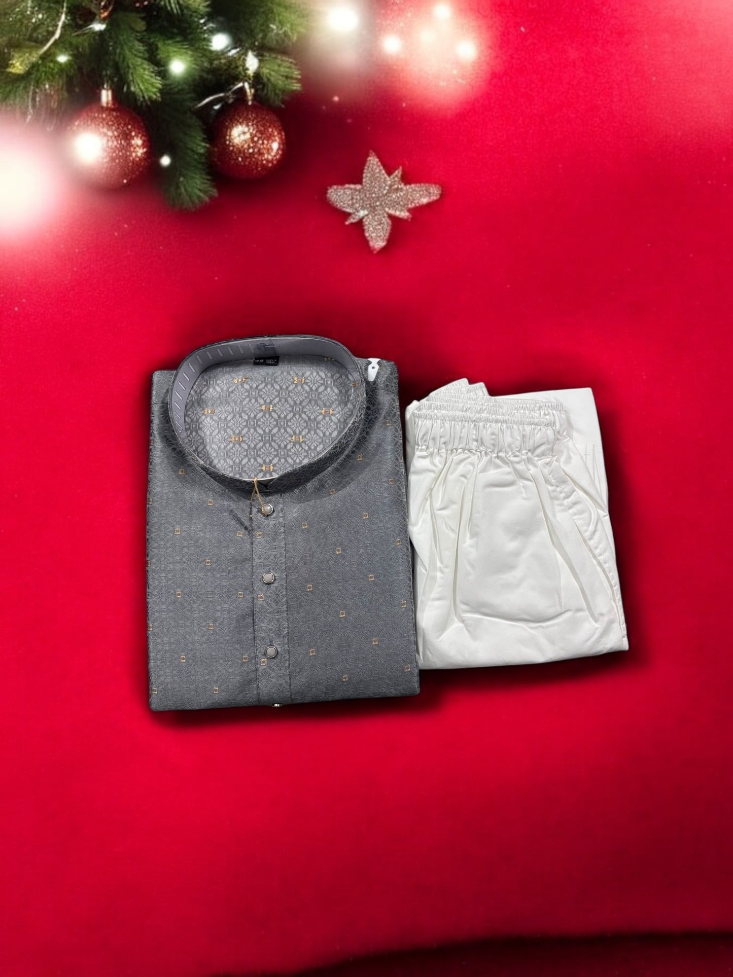Traditional Men's Gray Color Silk Kurta Pajama Set – Ethnic Wear- 6916 - Saree Ghor Charlotte