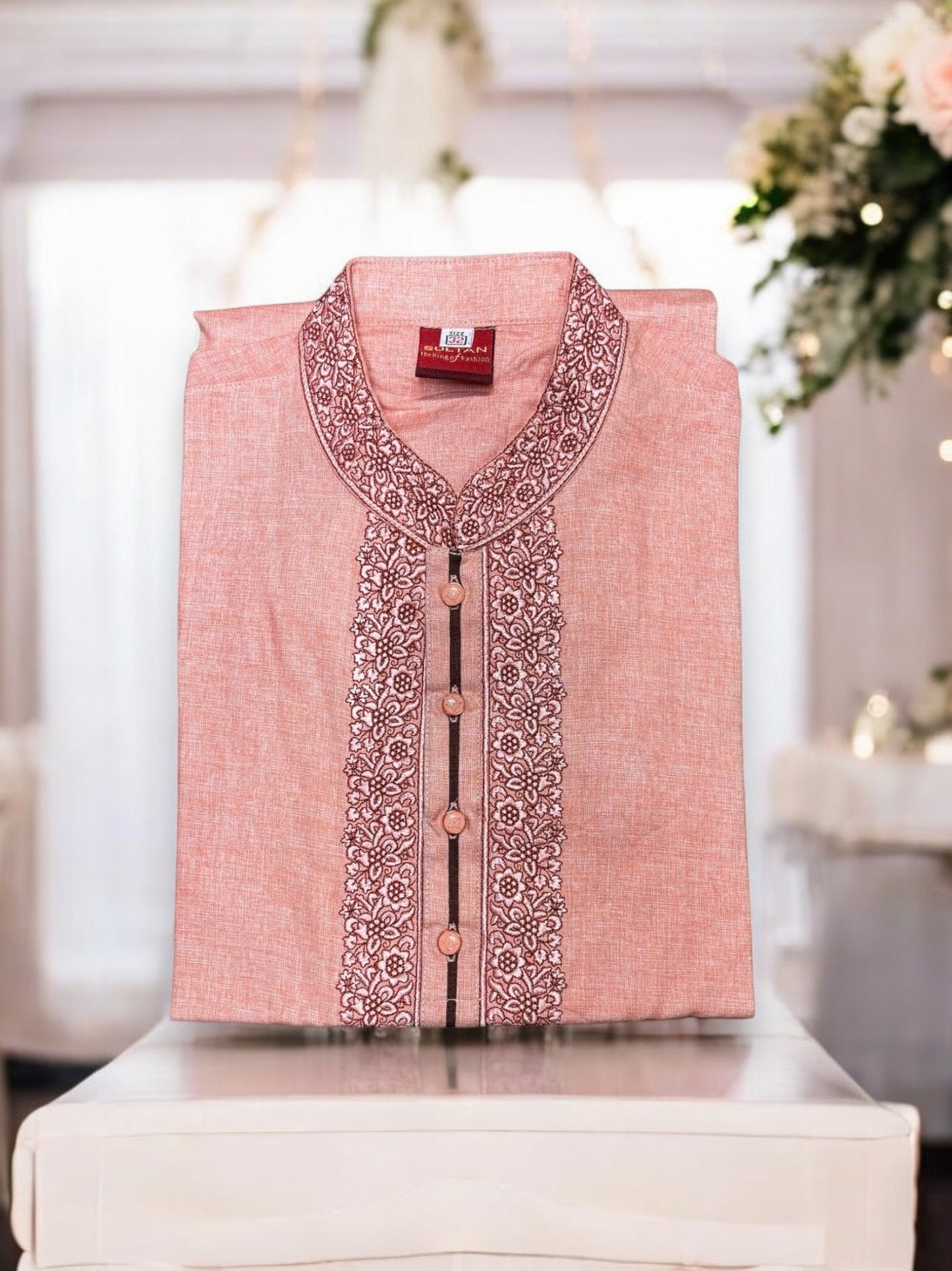 Light Pink- Traditional Men's Soft Cotton High Quality Kurta - Saree Ghor Charlotte