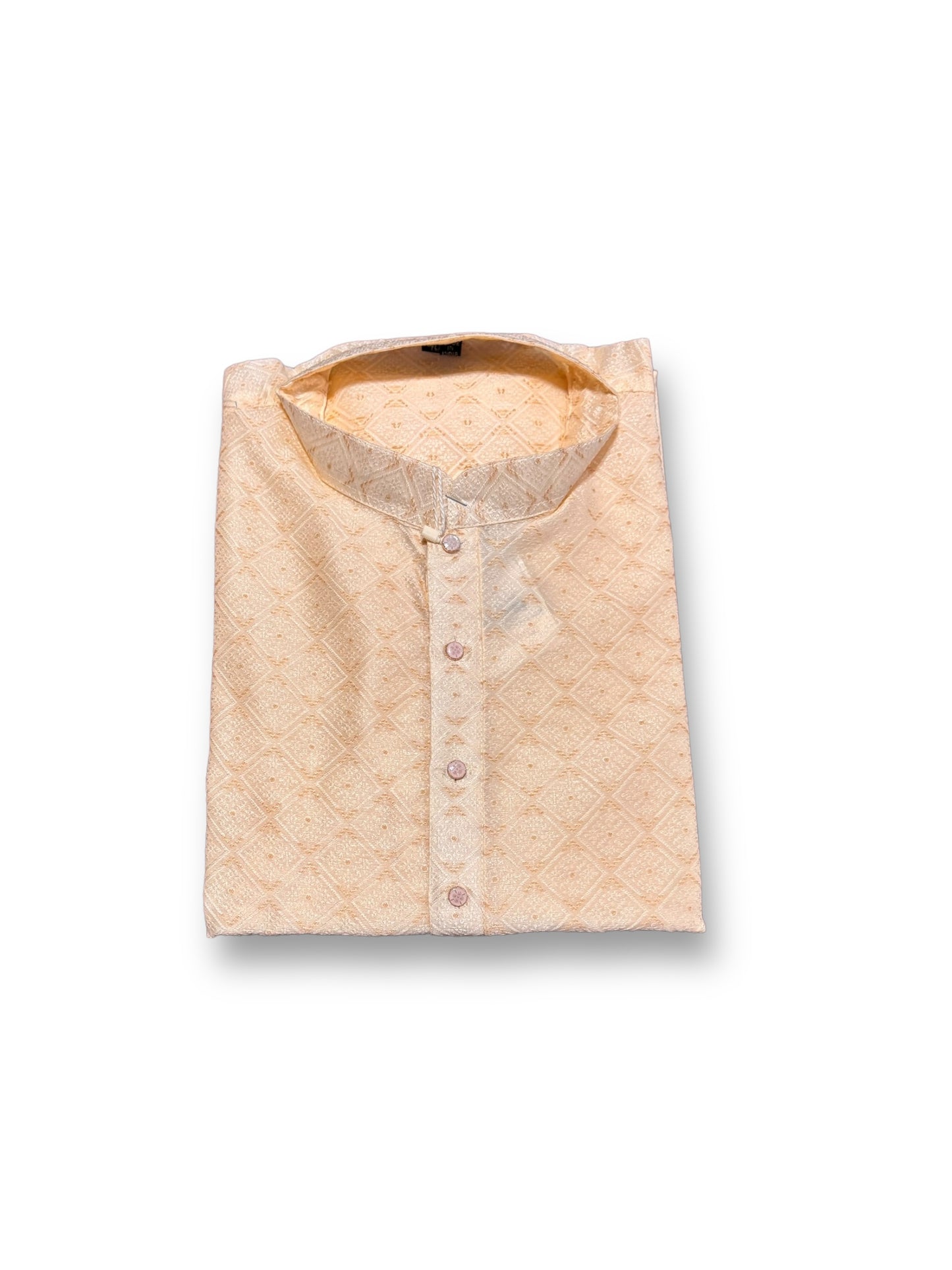 Mens Cream Color Traditional Silk Kurta Pajama- 6646 - Saree Ghor Charlotte
