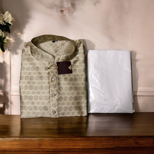 Mens Gray Traditional Silk Kurta Pajama– Cultural Wear for Mens - Saree Ghor Charlotte