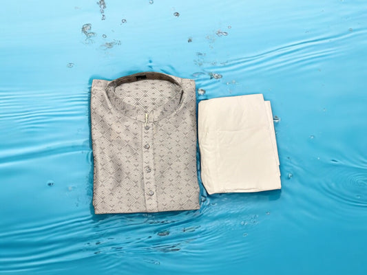 Mens Traditional Gray Silk Kurta Pajama, 6646 - Saree Ghor Charlotte