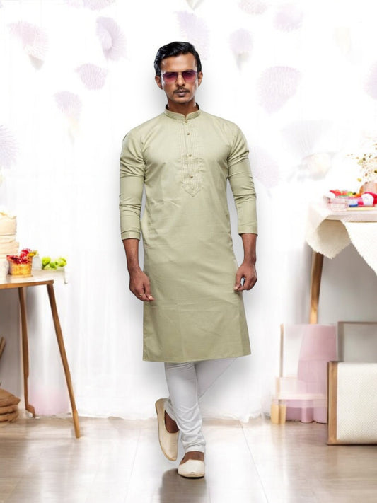 Pista Color Soft Plain Art Silk Kurta Pajama, Traditional Cultural Wear for Mens, 2542 - Saree Ghor Charlotte