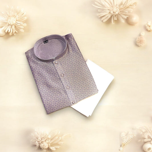 Traditional Men's Ivory Silk Kurta with Pant, HT6216 - Saree Ghor Charlotte