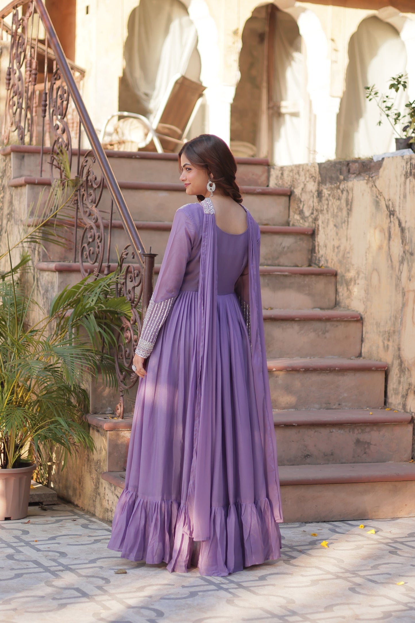 Georgette Embroidery Traditional Designer Gown - Ethnic Wear for Women - 301 - Saree Ghor Charlotte