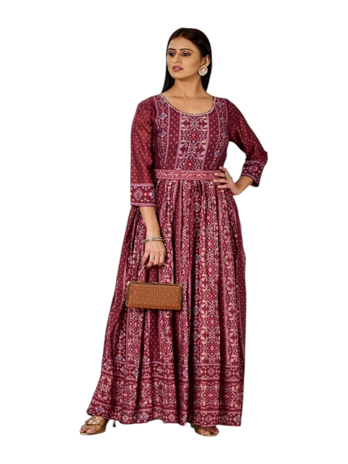 Maroon Color Traditional Designer Gown - Ethnic Wear for Women - 310 - Saree Ghor Charlotte