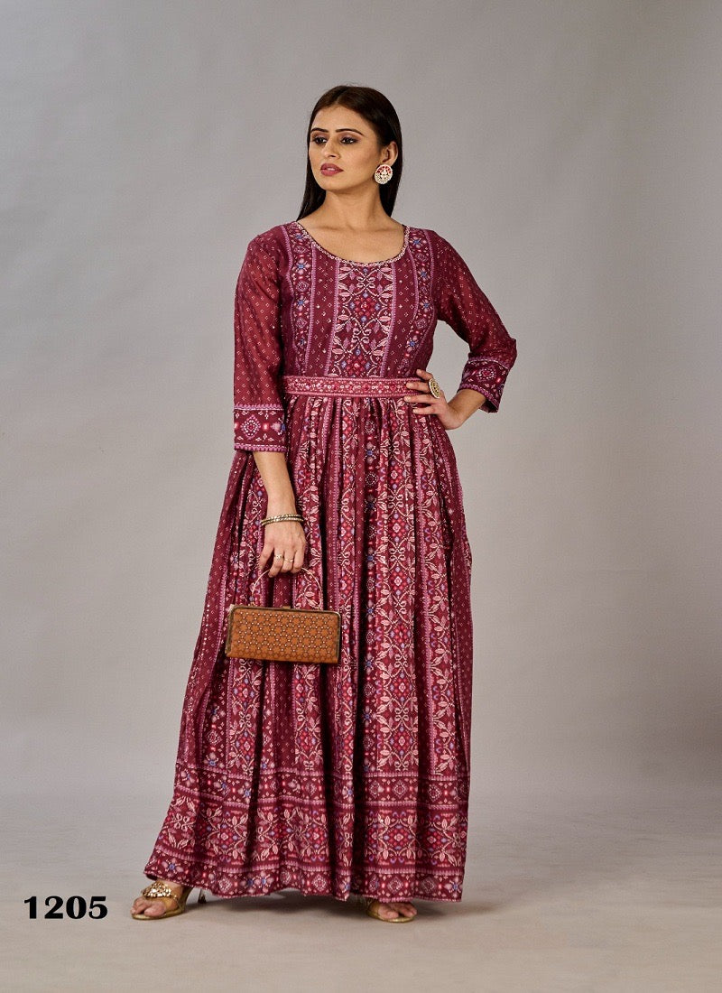 Maroon Color Traditional Designer Gown - Ethnic Wear for Women - 310 - Saree Ghor Charlotte