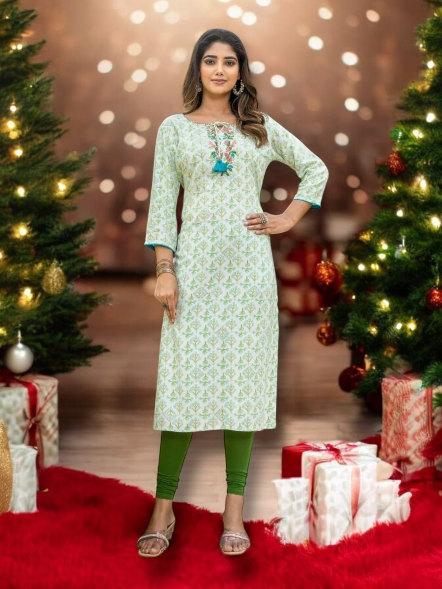 Rayon Printed Designer Kurti – Soft Fabric Ethnic Wear for Women -01 - Saree Ghor Charlotte