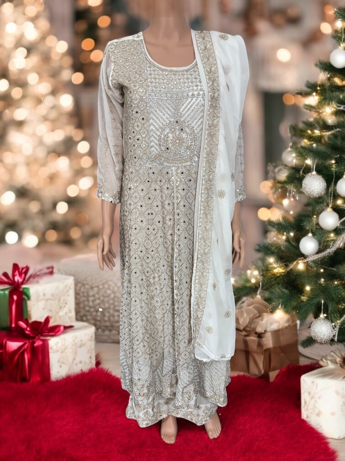 Traditional Designer Salwar Kameez Suit with 2 Layers - Ethnic Wear for Women - 207 - Saree Ghor Charlotte