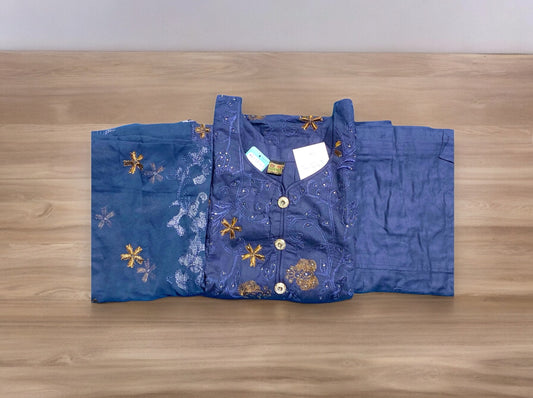 Traditional Embroidery work Cotton Long Sleeve Salwar Kameez Suit, Cultural Wear for Women - Saree Ghor Charlotte