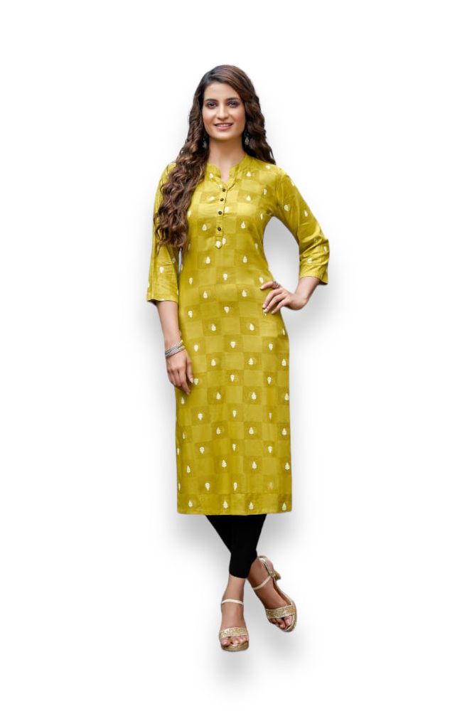 ZOORI- Traditional Rayon Print Kurti - Ethnic Wear for Women-05 - Saree Ghor Charlotte