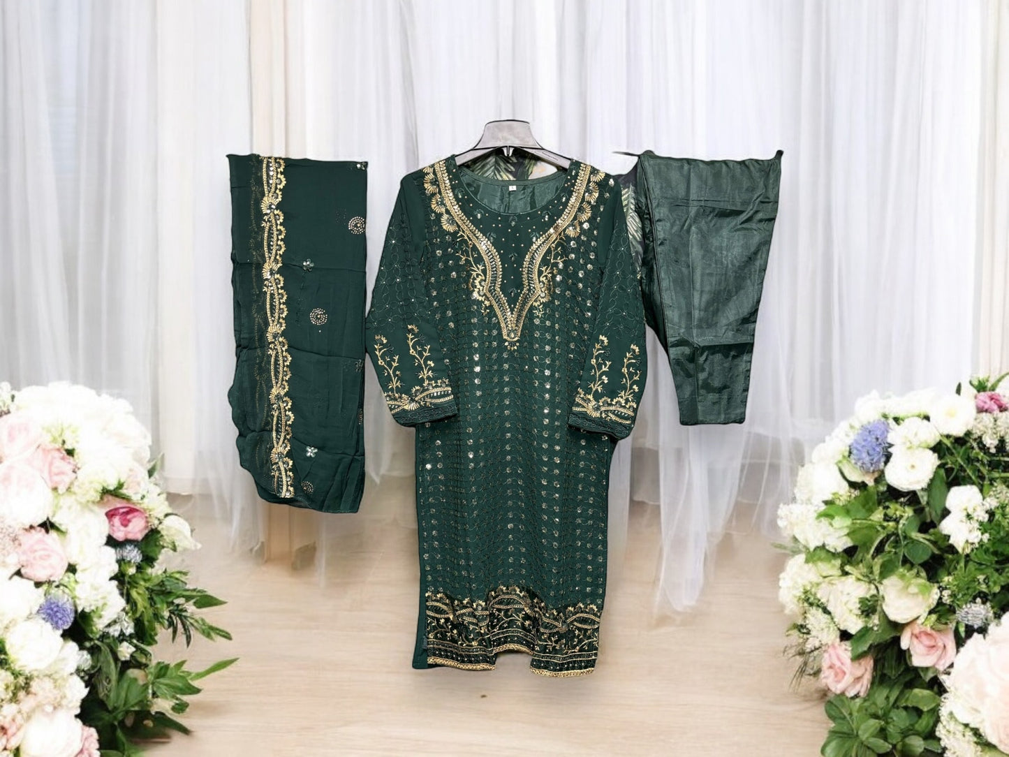 Faux Georgette Traditional Wear Suit with Embroidery Work, Cultural Wear for Women - Saree Ghor Charlotte