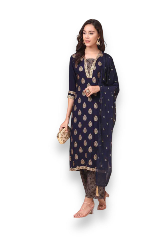 Traditional Designer Wear Kurti with Pant and Dupatta Set - 9904-Ethnic Wear for Women - Saree Ghor Charlotte