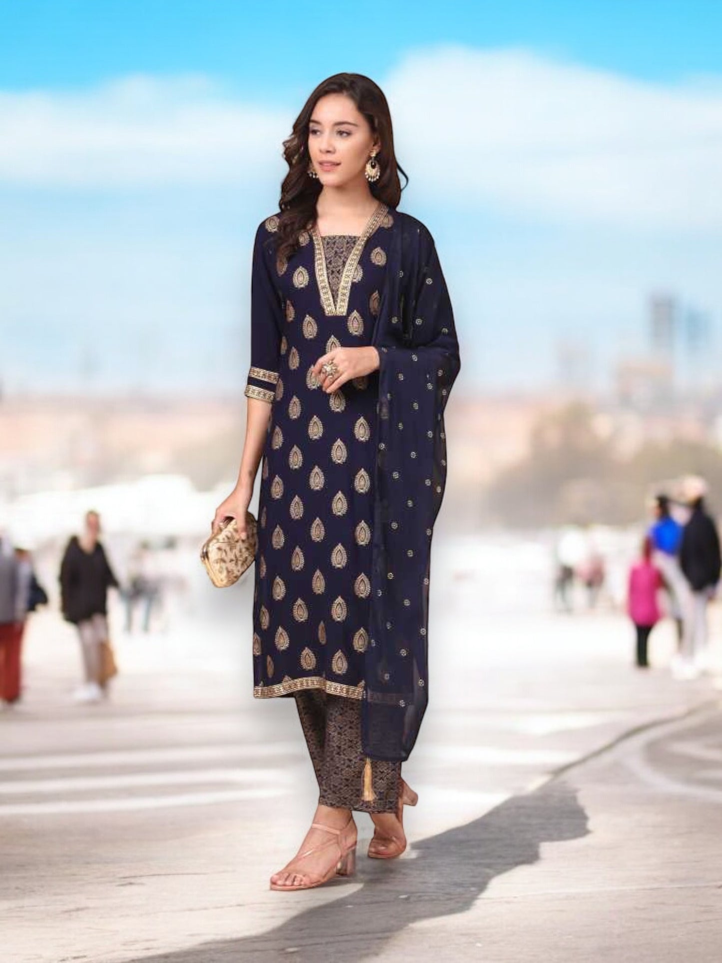 Traditional Designer Wear Kurti with Pant and Dupatta Set - 9904-Ethnic Wear for Women - Saree Ghor Charlotte
