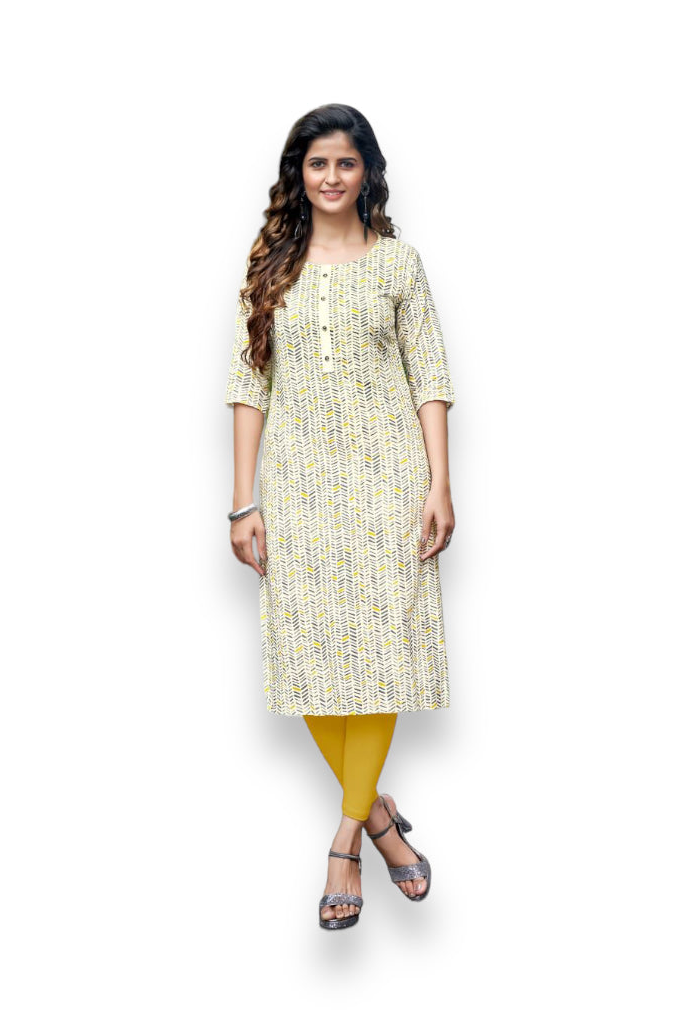 ZOORI- Traditional Rayon Print Kurti - Ethnic Wear for Women-04 - Saree Ghor Charlotte