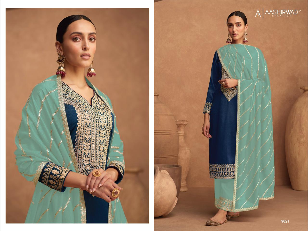 Traditional Designer Silk Salwar Suit for a Timeless Look - 9621-Ethnic Wear for Women - Saree Ghor Charlotte