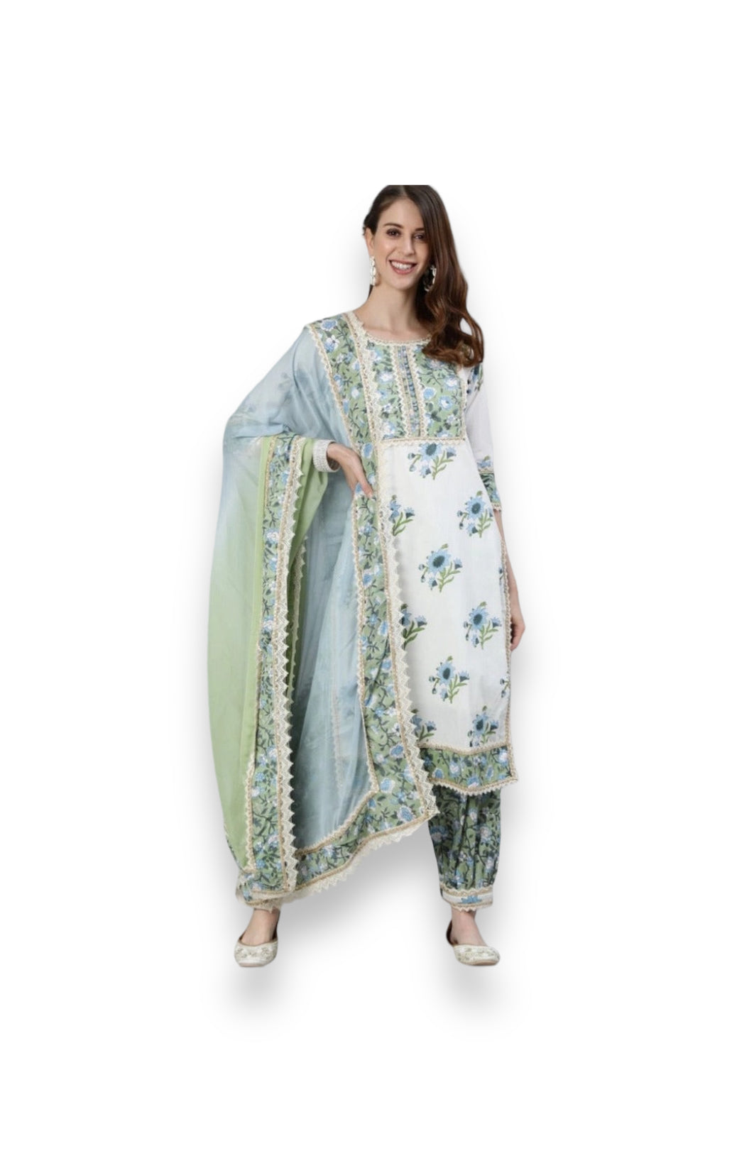 Traditional White Embroidery Work Cotton Salwar Suit-Ethnic Wear for Women - Saree Ghor Charlotte