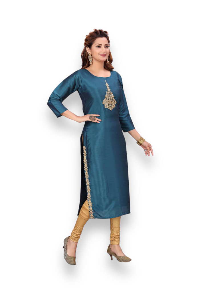ZOORI- Traditional Rayon Print Kurti - Ethnic Wear for Women-09 - Saree Ghor Charlotte