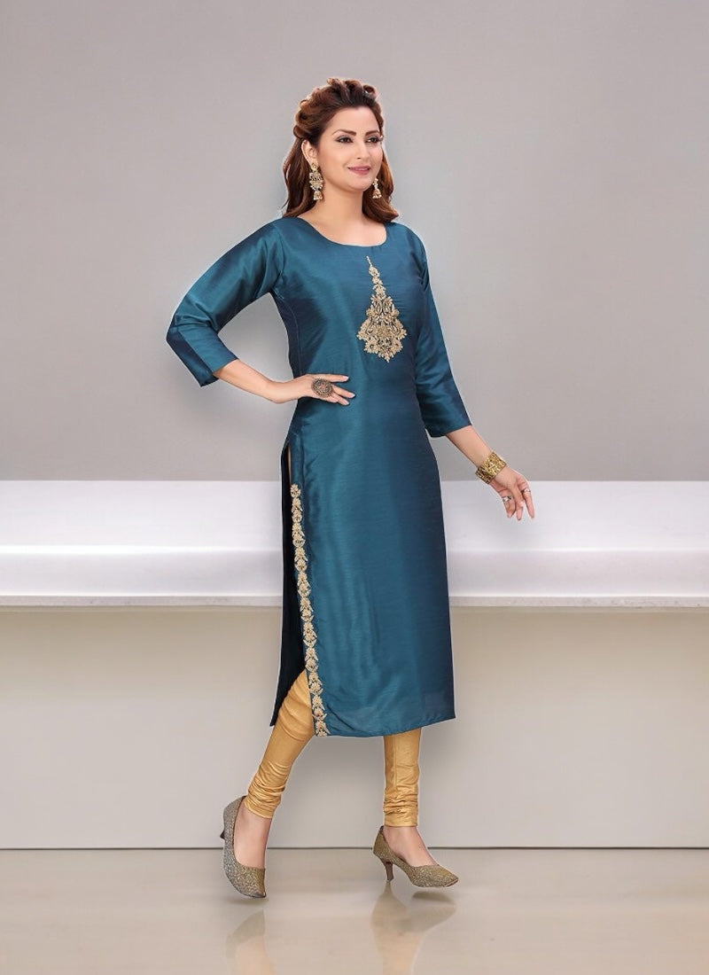 ZOORI- Traditional Rayon Print Kurti - Ethnic Wear for Women-09 - Saree Ghor Charlotte