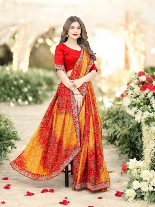 Chinon Silk Traditional Designer Saree, Cultural Wear for Women, 318 - Saree Ghor Charlotte