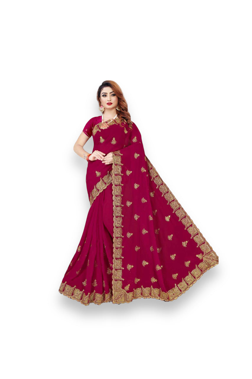 Designer Traditional Stone Work Saree for Women - Saree Ghor Charlotte