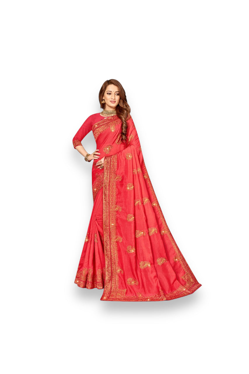 Festive Wear Traditional Vichitra Silk Saree for Women -1007 - Saree Ghor Charlotte
