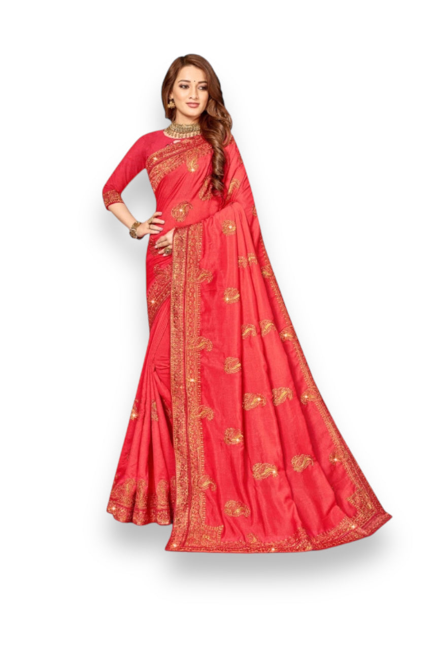 Festive Wear Traditional Vichitra Silk Saree for Women -1007 - Saree Ghor Charlotte