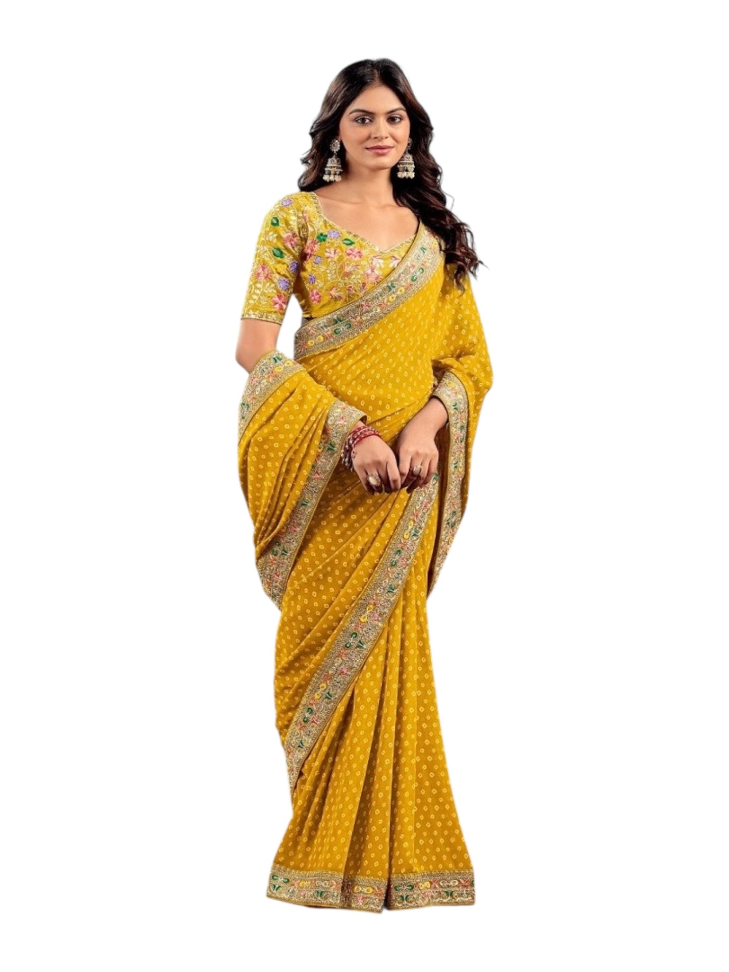 Georgette Traditional Designer Saree with Ready Blouse– Ethnic Wear for Women- 310 - Saree Ghor Charlotte