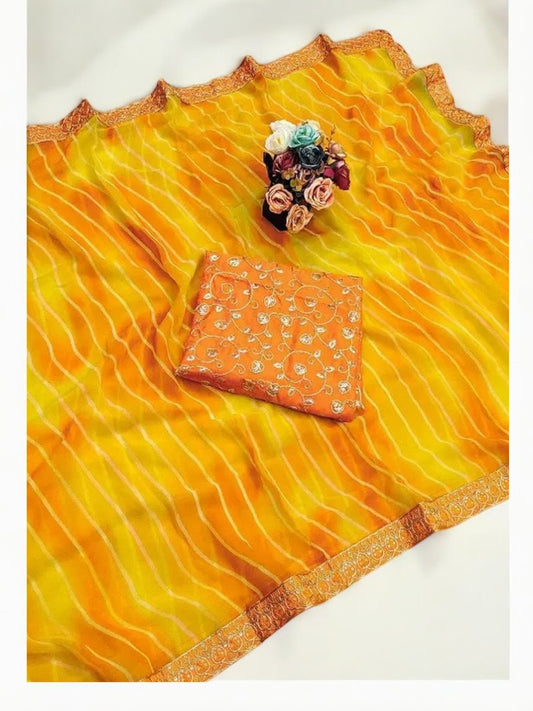 Printed Georgette Traditional Designer Saree, Cultural Wear for Women, 319 - Saree Ghor Charlotte