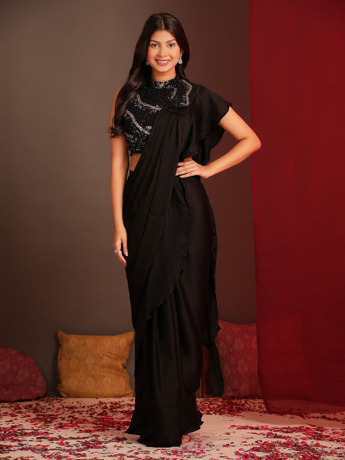 Stylish Party Wear Readymade Saree – Ethnic Wear for Women - 03 - Saree Ghor Charlotte