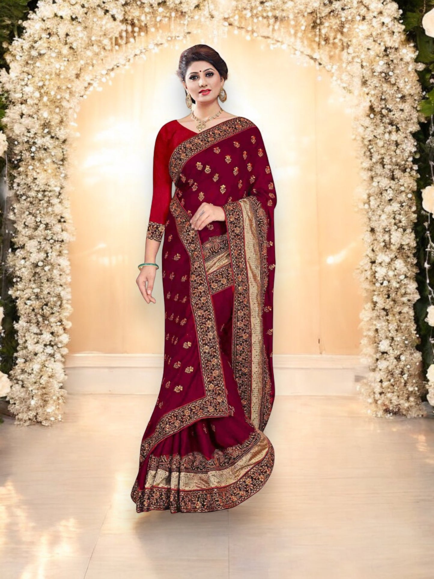 Traditional Designer Party Saree – Indian Ethnic Wear for Women-05 - Saree Ghor Charlotte