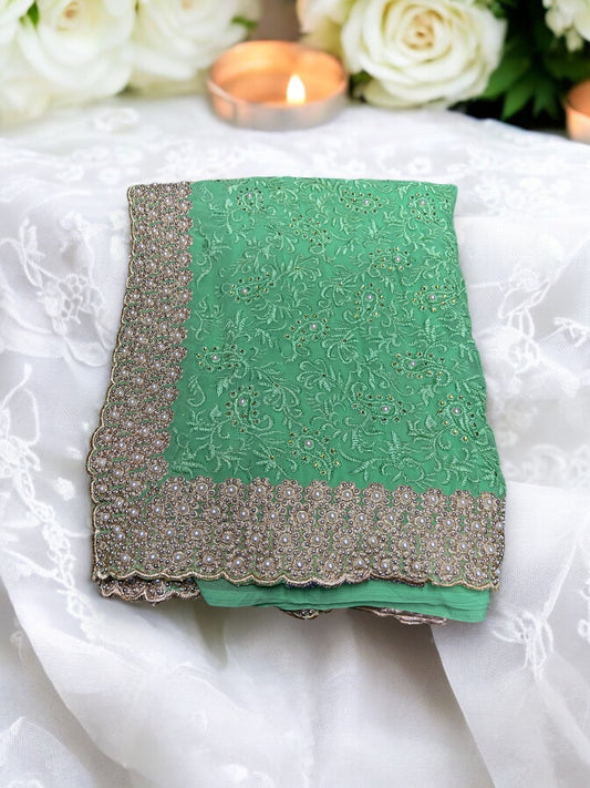 Traditional Designer Party Saree with Readymade Blouse,Indian Cultural Wear for Women,018 - Saree Ghor Charlotte