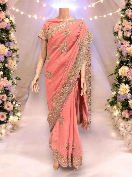 Traditional Designer Saree with Ready Blouse, Elegant Indian Cultural Wear, 016 - Saree Ghor Charlotte