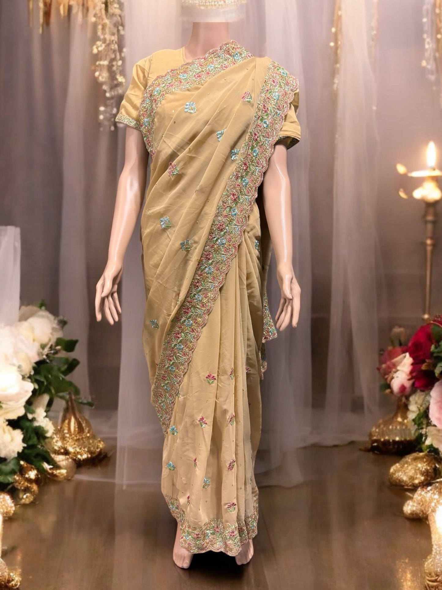 Traditional Designer Saree with Ready Blouse- Elegant Indian Ethnic Wear for Women - 012 - Saree Ghor Charlotte