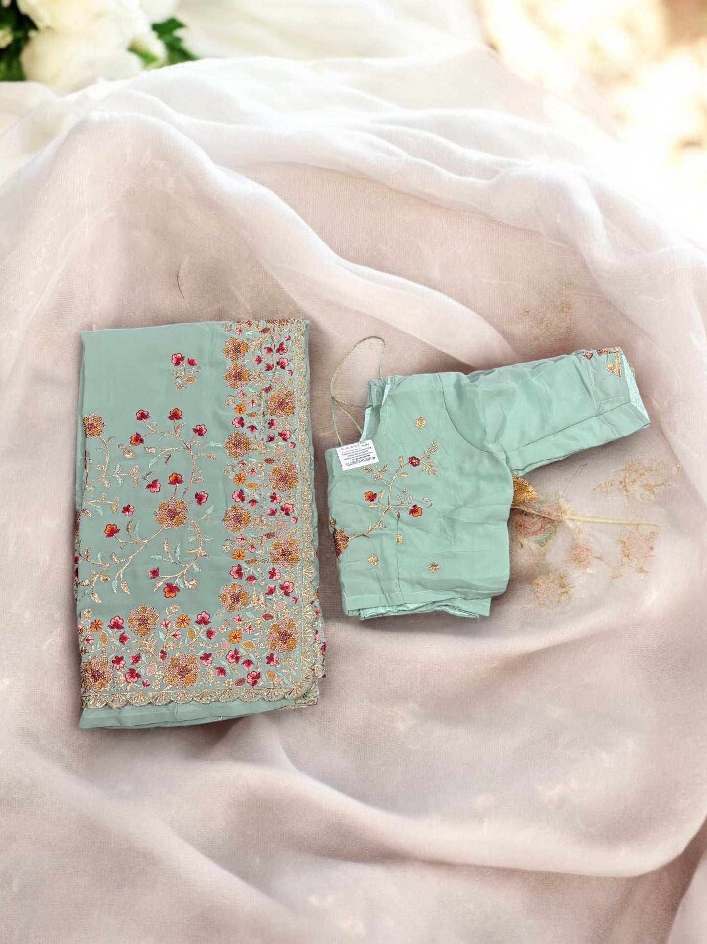 Traditional Designer Saree with Ready Blouse , Cultural Wear for Women - Saree Ghor Charlotte