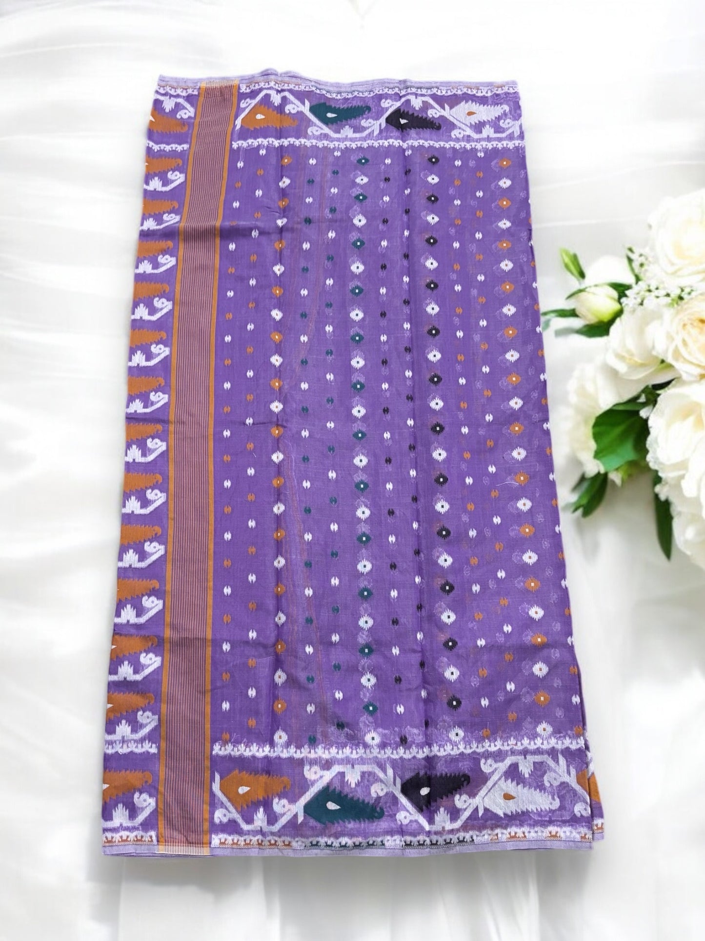 Traditional Dhakai Jamdani Saree For Ethnic Look - Indian Ethnic Wear for Women-07 - Saree Ghor Charlotte
