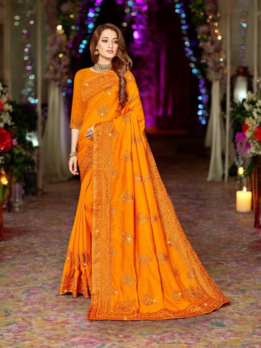 Traditional Festive Wear Vichitra Silk Saree for Women, 1005 - Saree Ghor Charlotte