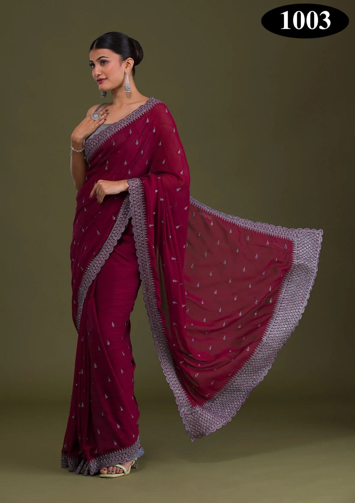 Vichitra Silk Saree- Ethnic Wear for Women- 1003 - Saree Ghor Charlotte