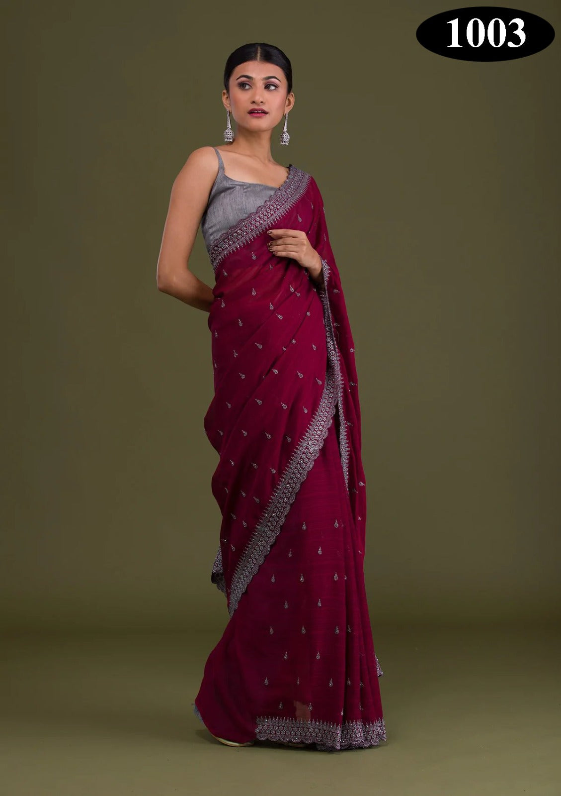 Vichitra Silk Saree- Ethnic Wear for Women- 1003 - Saree Ghor Charlotte