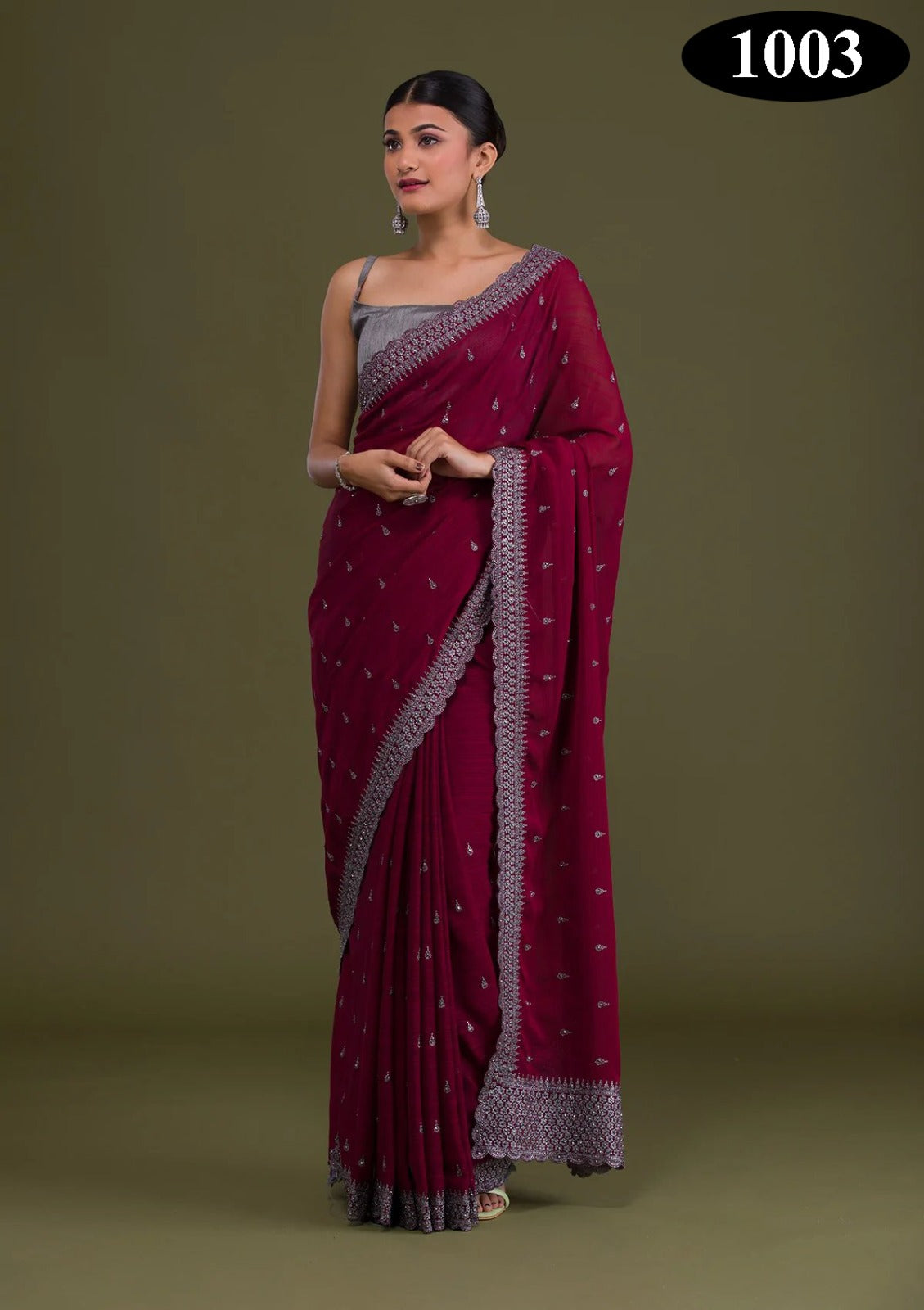 Vichitra Silk Saree- Ethnic Wear for Women- 1003 - Saree Ghor Charlotte