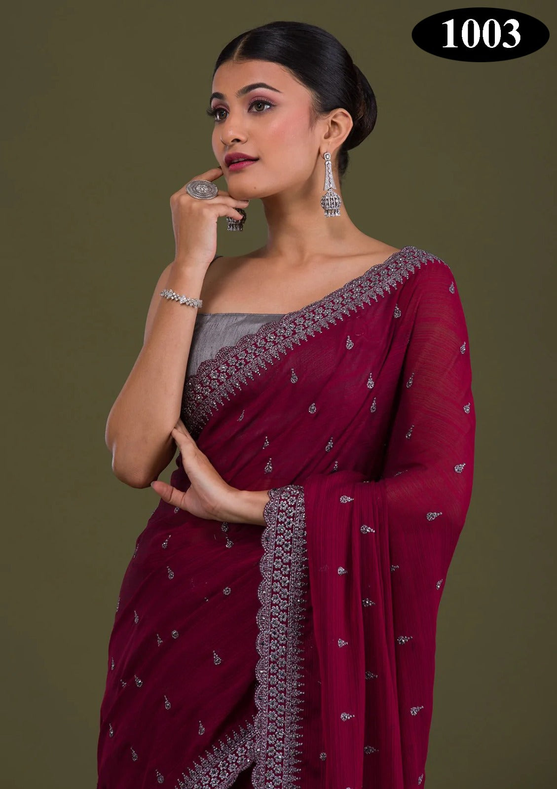 Vichitra Silk Saree- Ethnic Wear for Women- 1003 - Saree Ghor Charlotte