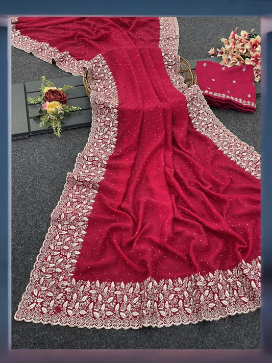 Vichitra Silk Traditional Designer Saree, Cultural Wear for Women, 223 - Saree Ghor Charlotte