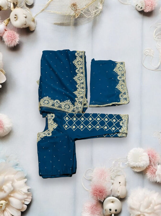 Designer Handwork Saree with Dupatta Ensemble, Indian Cultural Wear for Women - Saree Ghor Charlotte