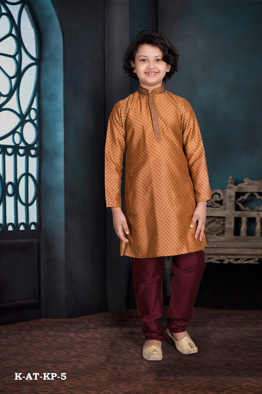 Poly Digital Print Work Traditional Kurta Pajama Set for Boys, Cultural Wear - Saree Ghor Charlotte