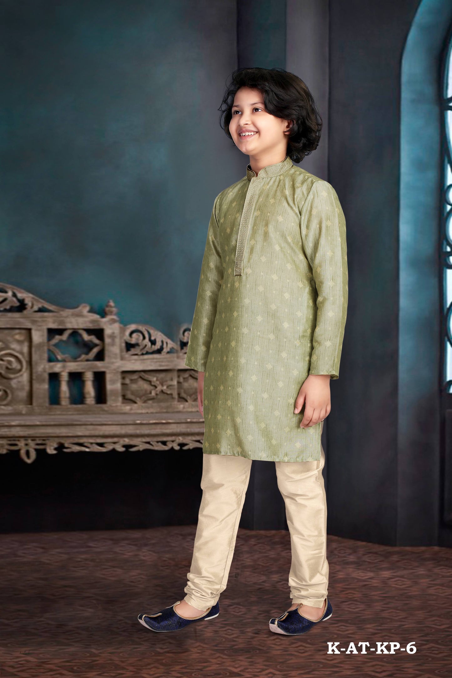 Poly Digital Print Work Traditional Kurta Pajama Set for Boys - Ethnic Wear - Saree Ghor Charlotte